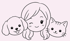 Irena with a dog and cat